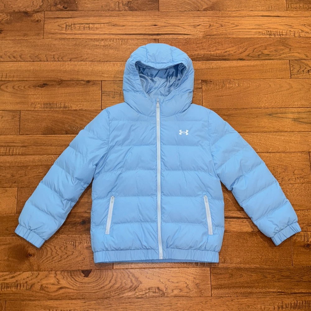 UA Under Armour Girls Prime Puffer Jacket - Size L - Horizon Blue